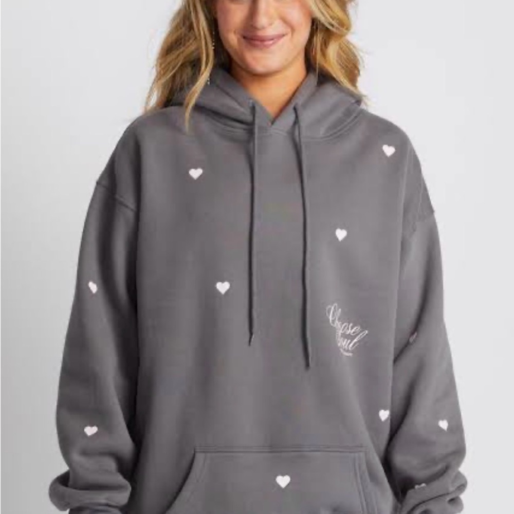 Women's Gray Heart-Print Hoodie and sweat pants - Picture 5 of 7